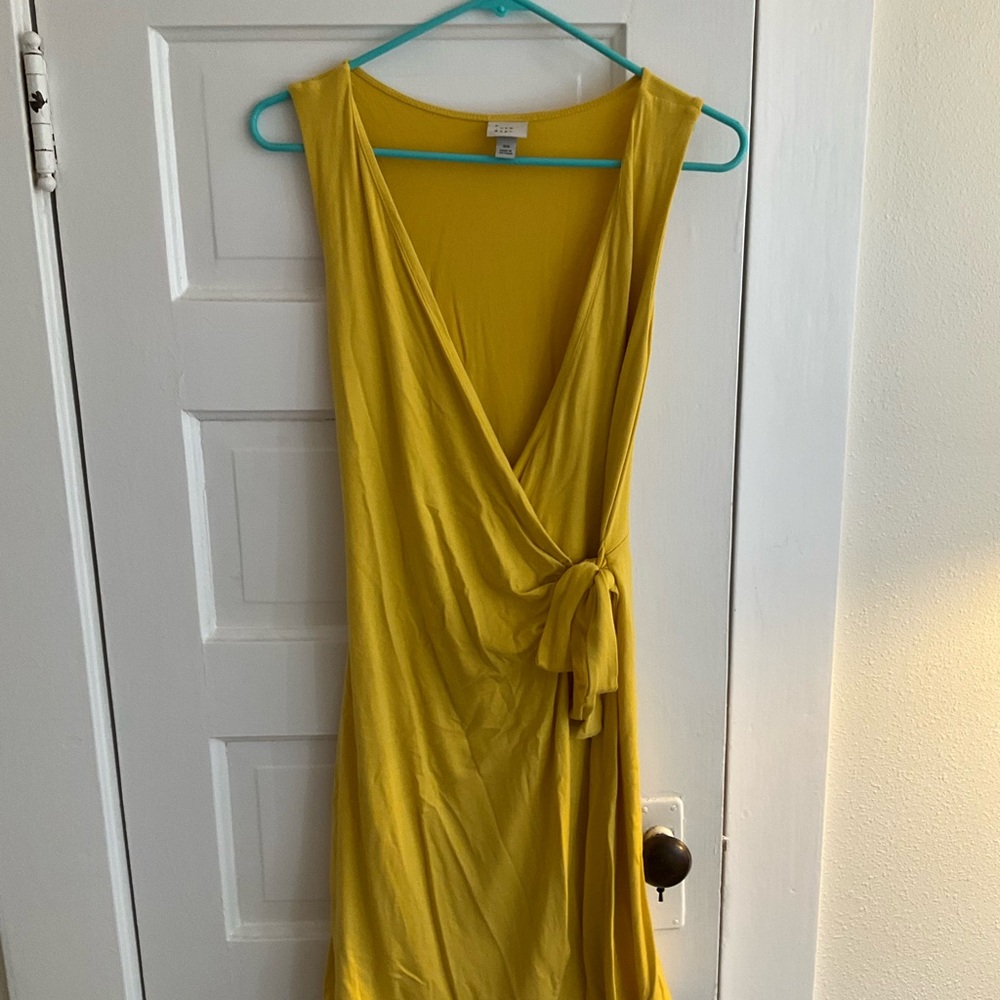 Elegant Yellow Wrap Dress